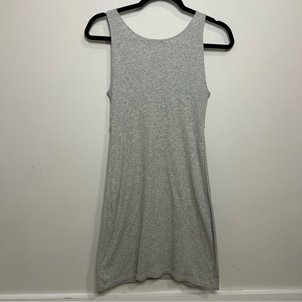 Aerie Gray Backless Tank Top Ribbed Minimalist Dress Capsule Wardrobe Classic